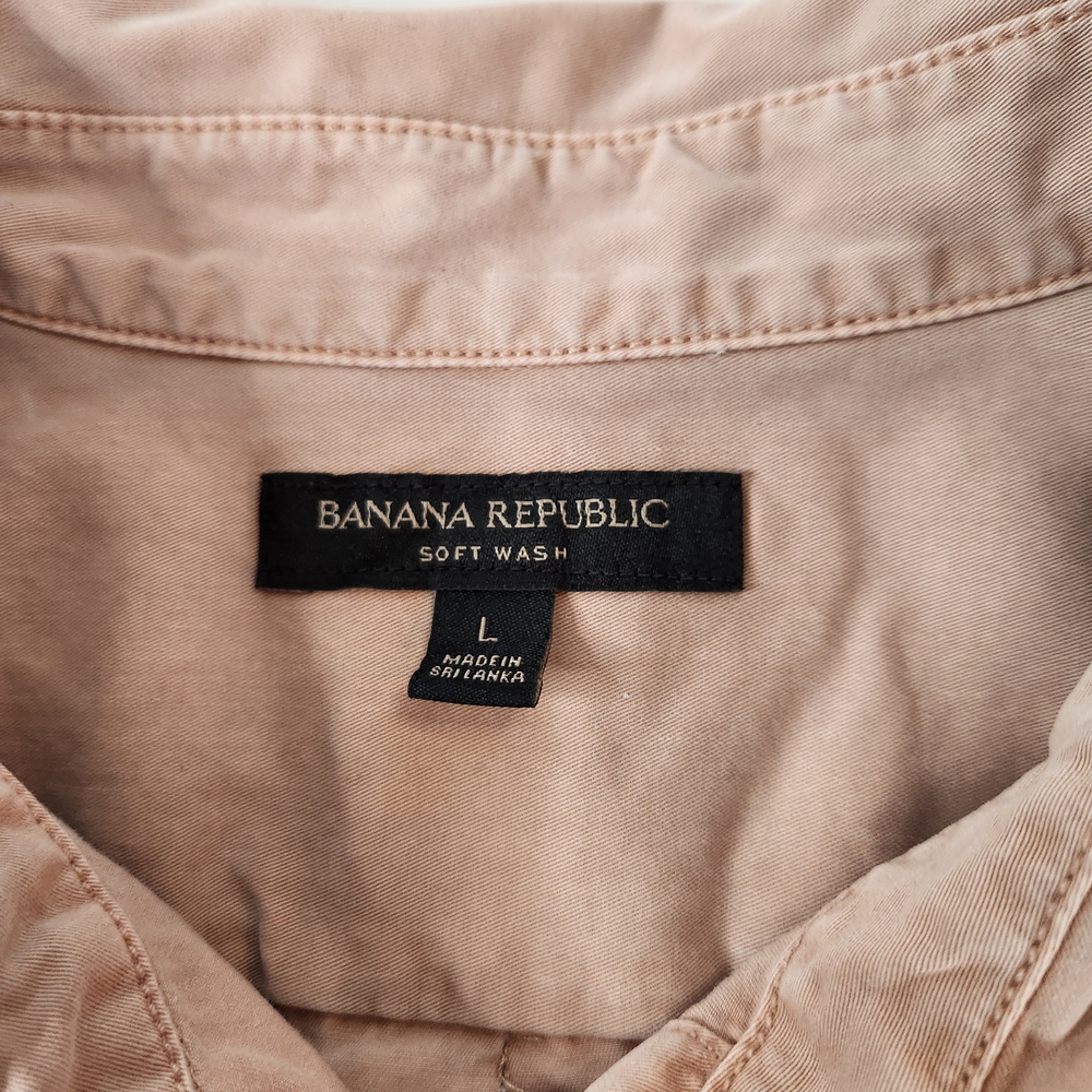 Banana Republic Shirt Womens L Dusty Rose Button Up Utility Soft Wash Casual - Picture 4 of 12